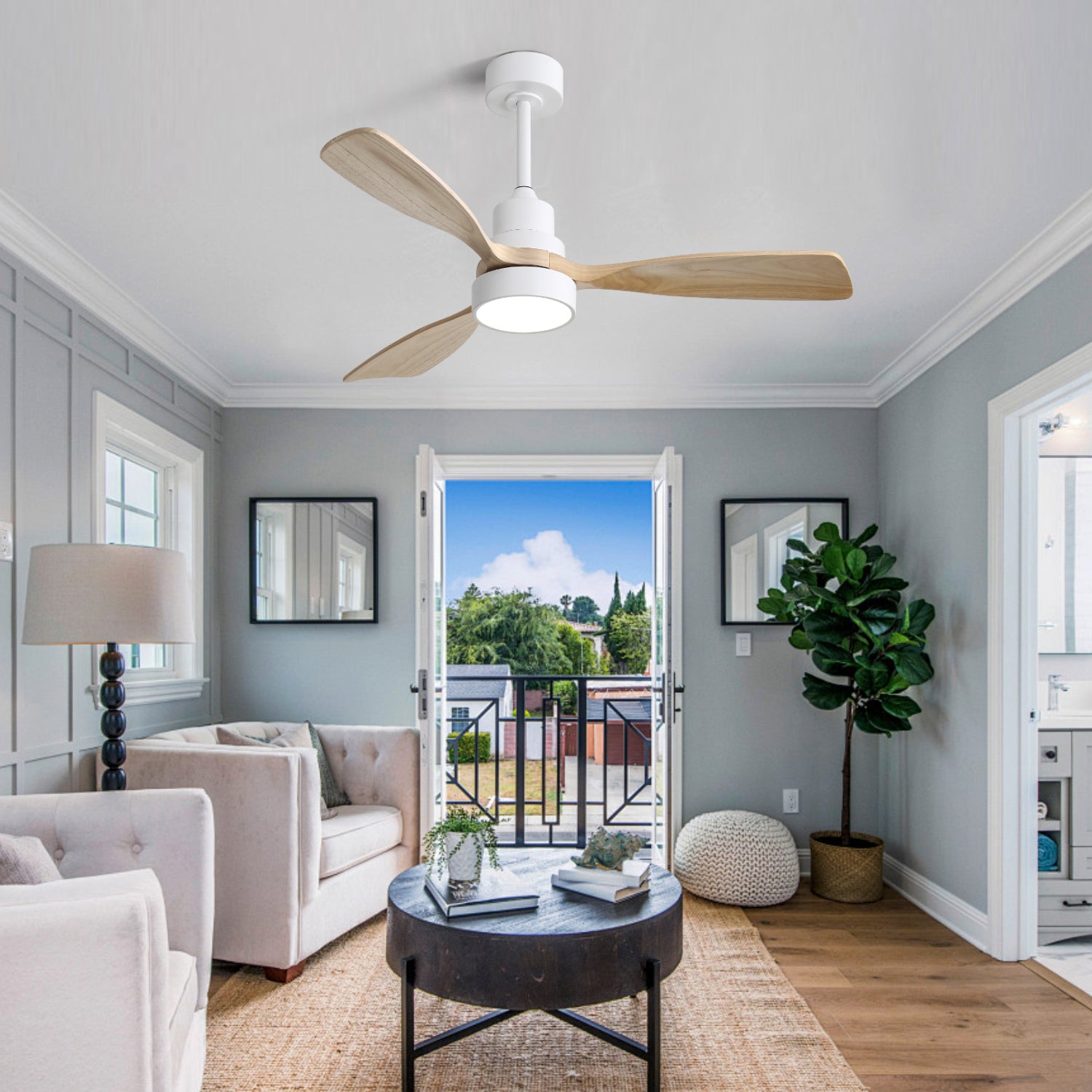 52 in. 5-Blade Indoor Farmhouse Ceiling Fan with Remote Control