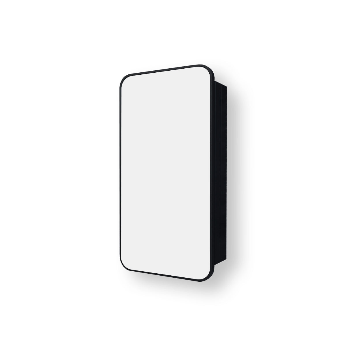 Framed Recessed or Surface-Mount Rectangular Matte Black Aluminum Medicine Cabinet with Mirror