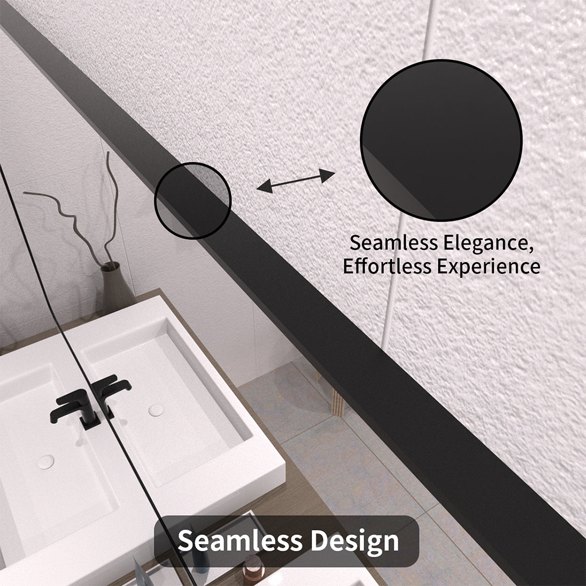 Taimei 32 in. W x 24 in. H Rectangular Framed Wall Bathroom Vanity Mirror in Matte Black