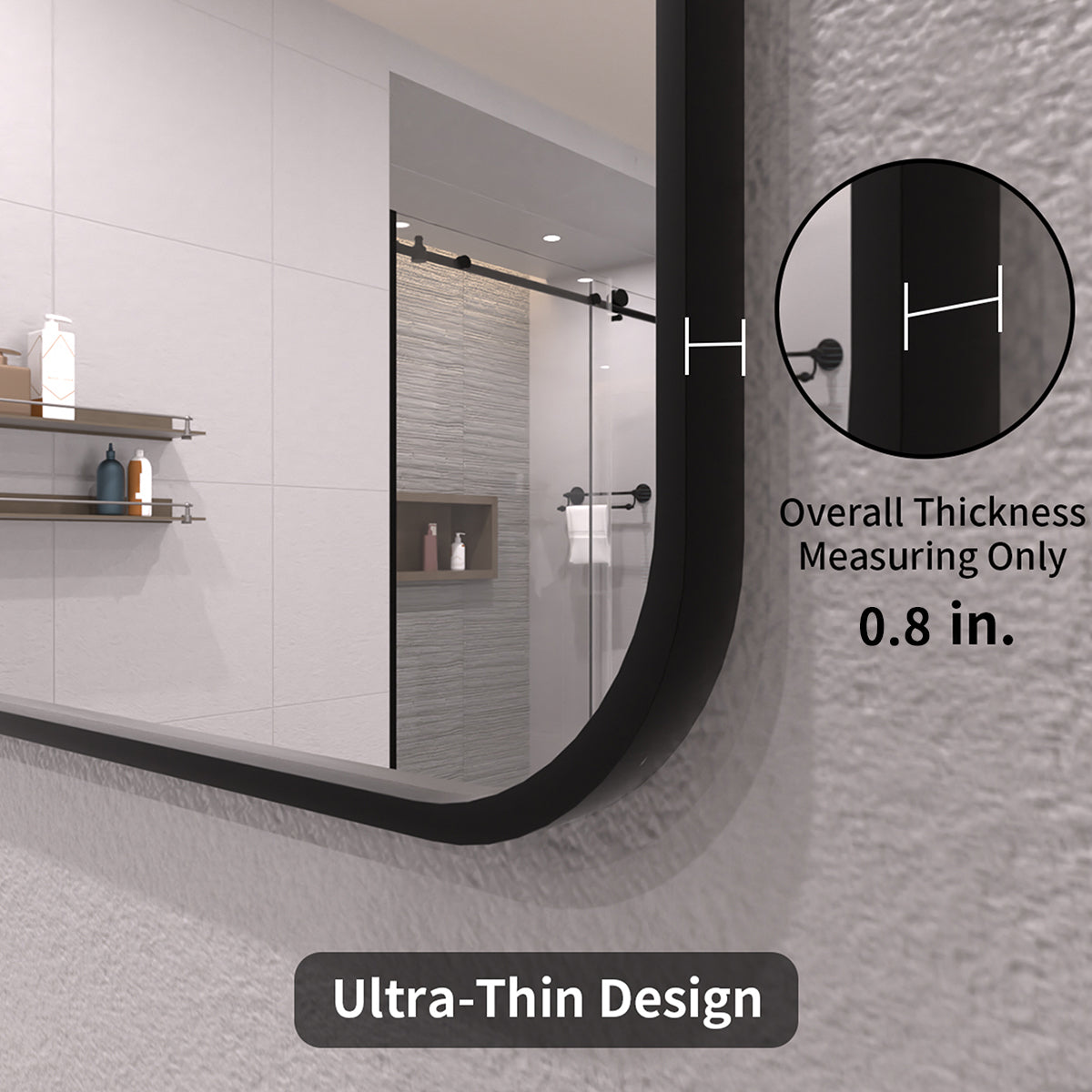 Taimei 32 in. W x 24 in. H Rectangular Framed Wall Bathroom Vanity Mirror in Matte Black