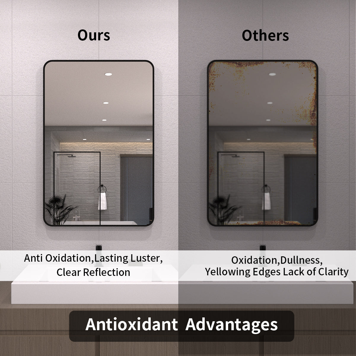 Taimei 32 in. W x 24 in. H Rectangular Framed Wall Bathroom Vanity Mirror in Matte Black