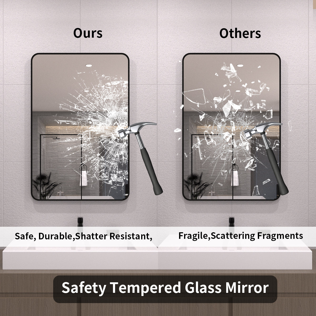 Taimei 32 in. W x 24 in. H Rectangular Framed Wall Bathroom Vanity Mirror in Matte Black