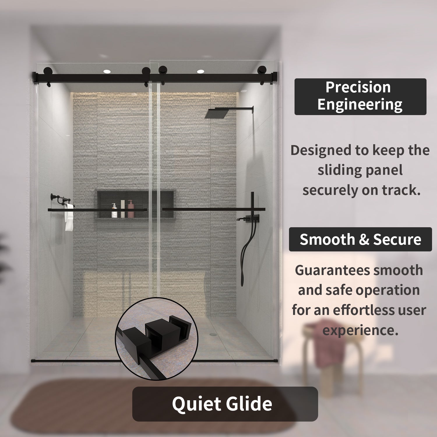 TaiMei 60 in. W x 76 in. H Sliding Semi-Frameless Shower Door with Clear Glass