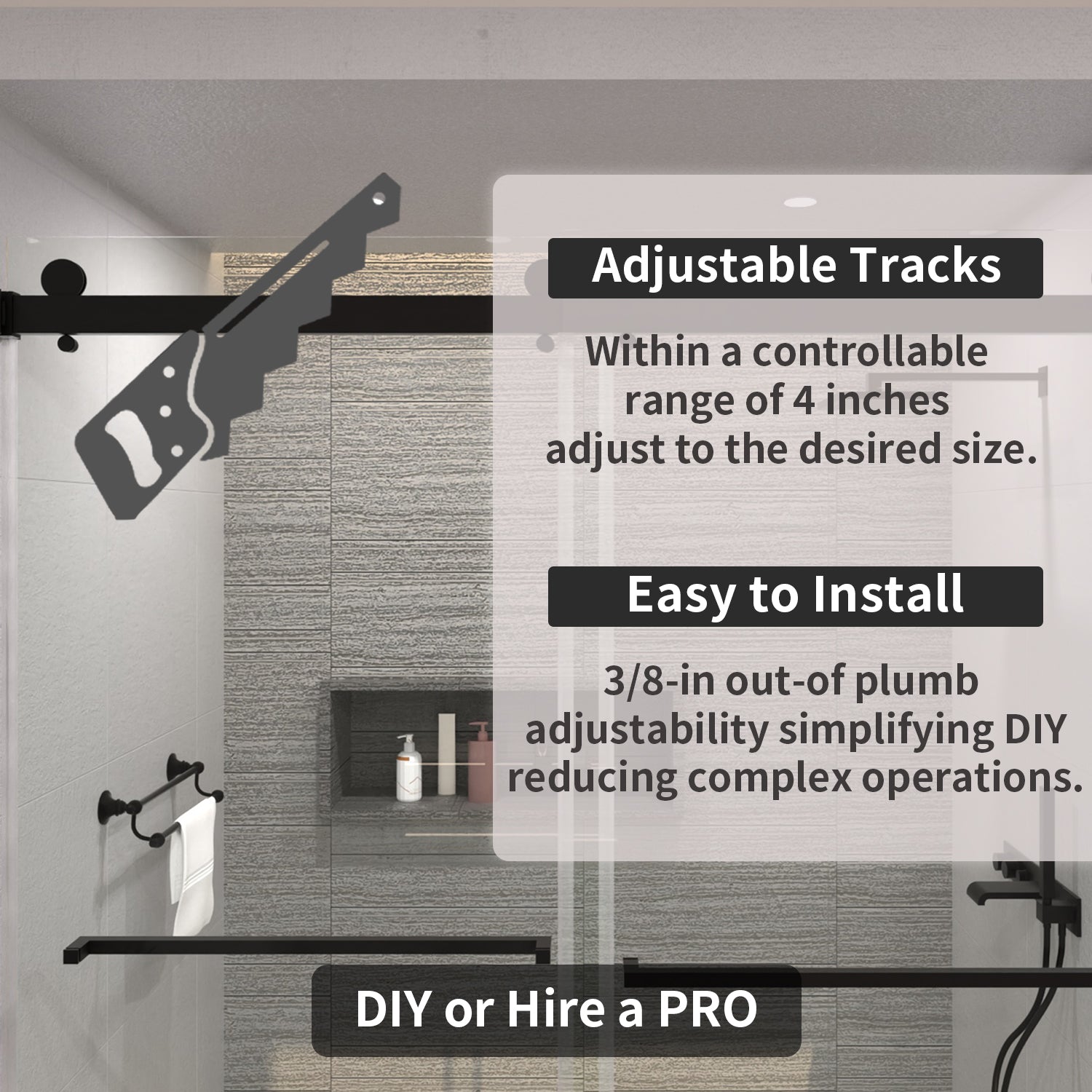 TaiMei 60 in. W x 76 in. H Sliding Semi-Frameless Shower Door with Clear Glass