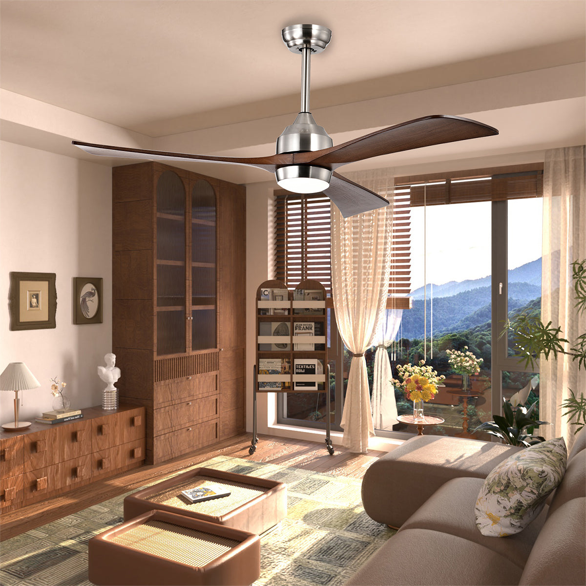 52 in. Indoor/Outdoor DC Motor Ceiling Fan with Adjustable Integrated LED Lights and Remote Control