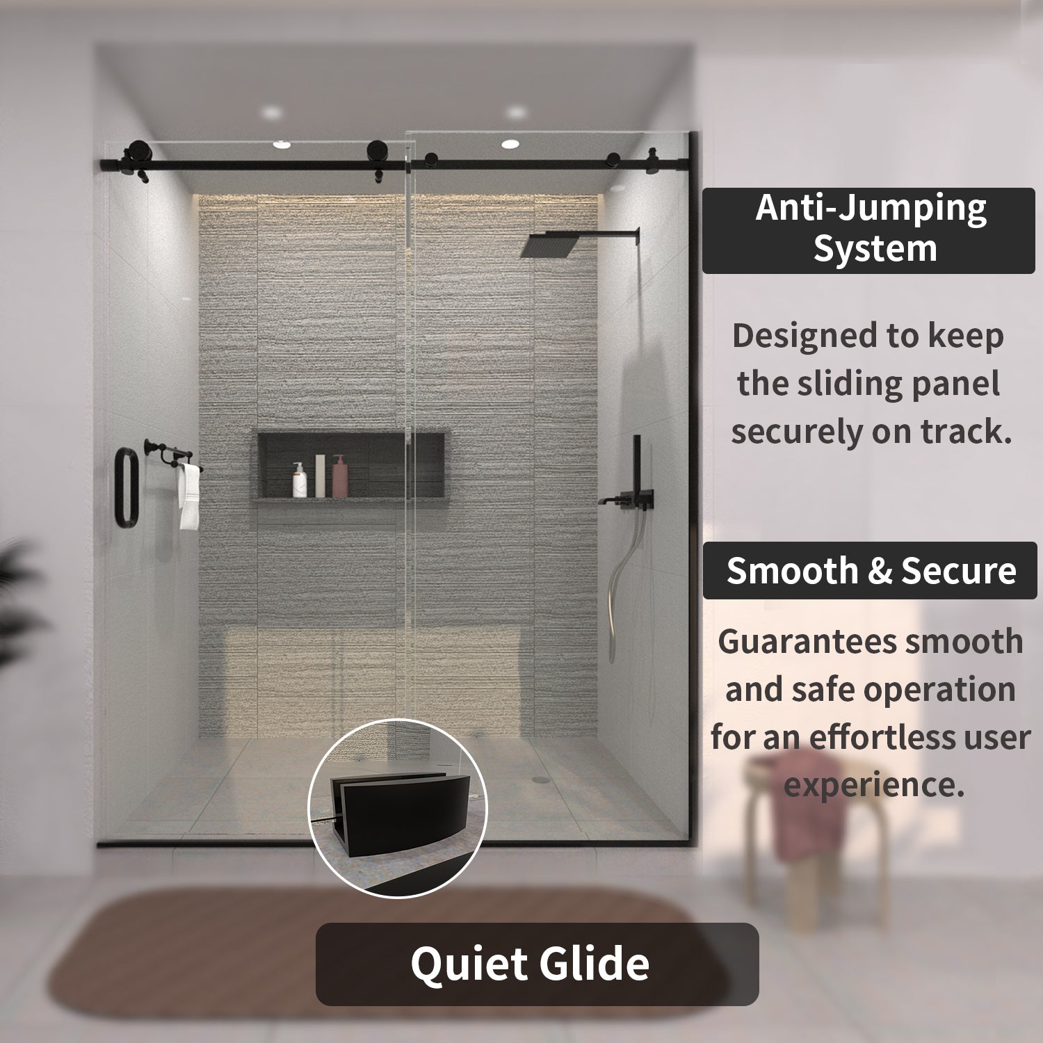 TaiMei 60 in. W x 76 in. H Sliding Semi-Frameless Shower Door with Clear Glass