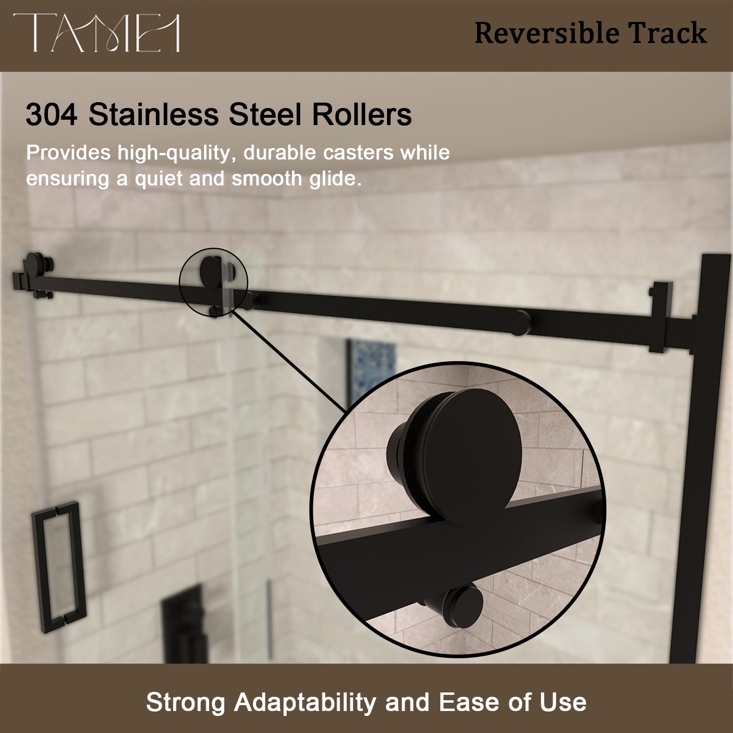 TaiMei 60 in. W x 60 in. H Sliding Semi Frameless Tub Door with Clear Glass and Handles