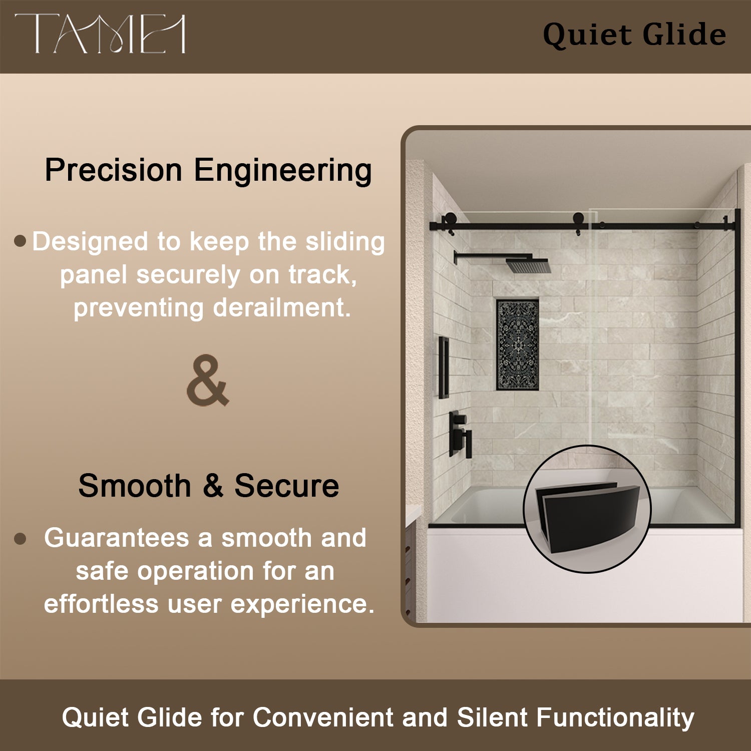 TaiMei 60 in. W x 60 in. H Sliding Semi Frameless Tub Door with Clear Glass and Handles
