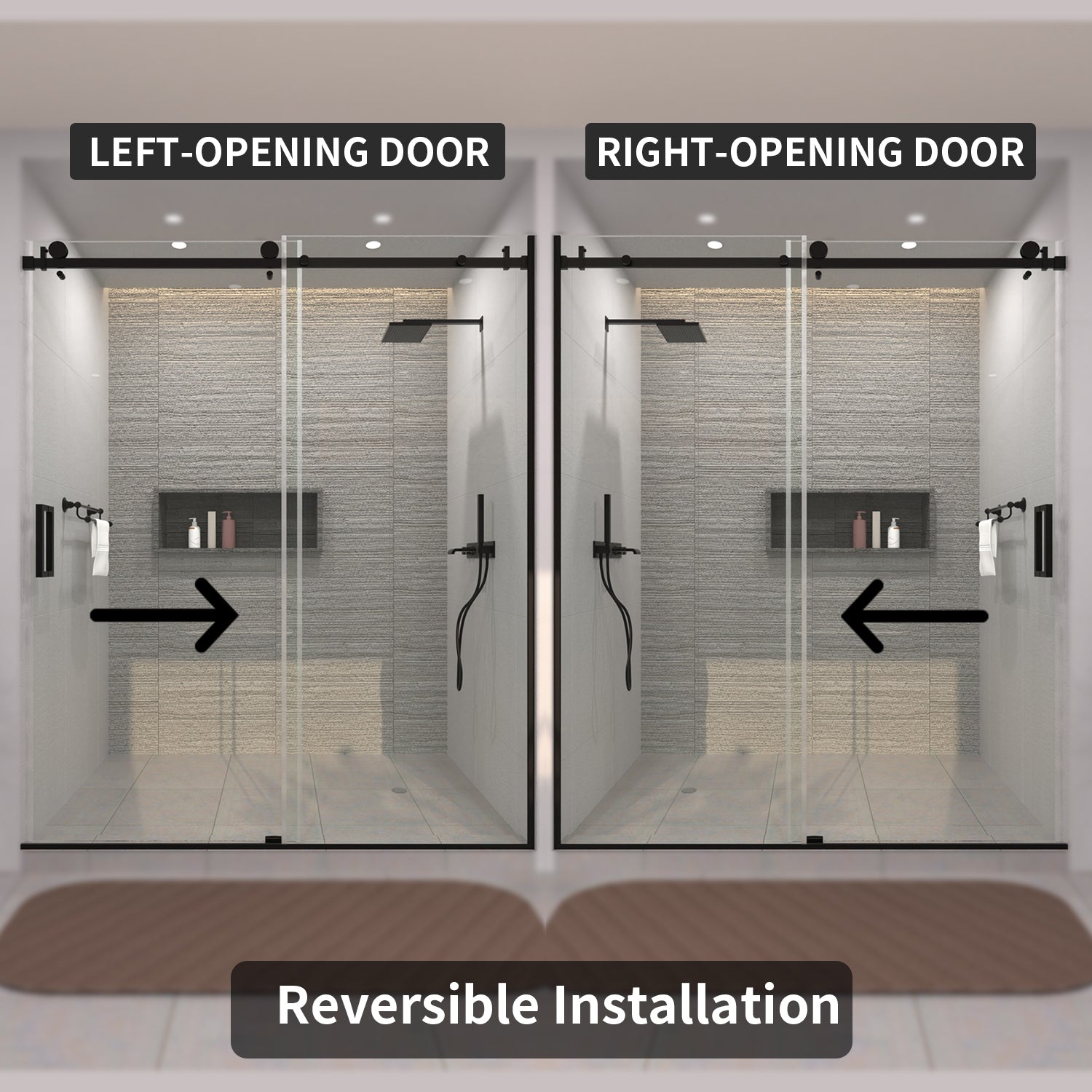 Tydex 60 in. W x 76 in. H Sliding Semi-Frameless Shower Door Finish with Clear Glass