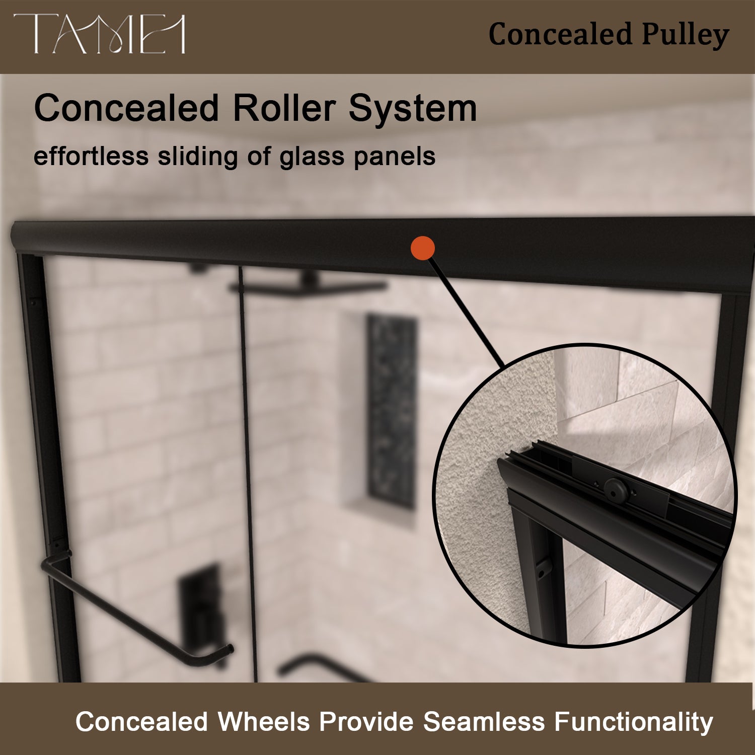 TaiMei 60 in. W x 56 in. H Sliding Semi Frameless Tub/Shower Door with Clear Glass and Handles