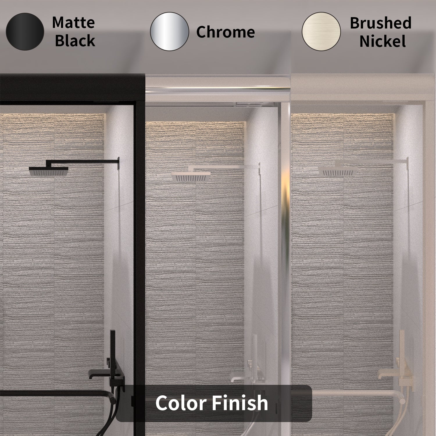 TaiMei 60 in. W x 72 in. H Sliding Semi-Frameless Shower Door with Clear Glass and Handles