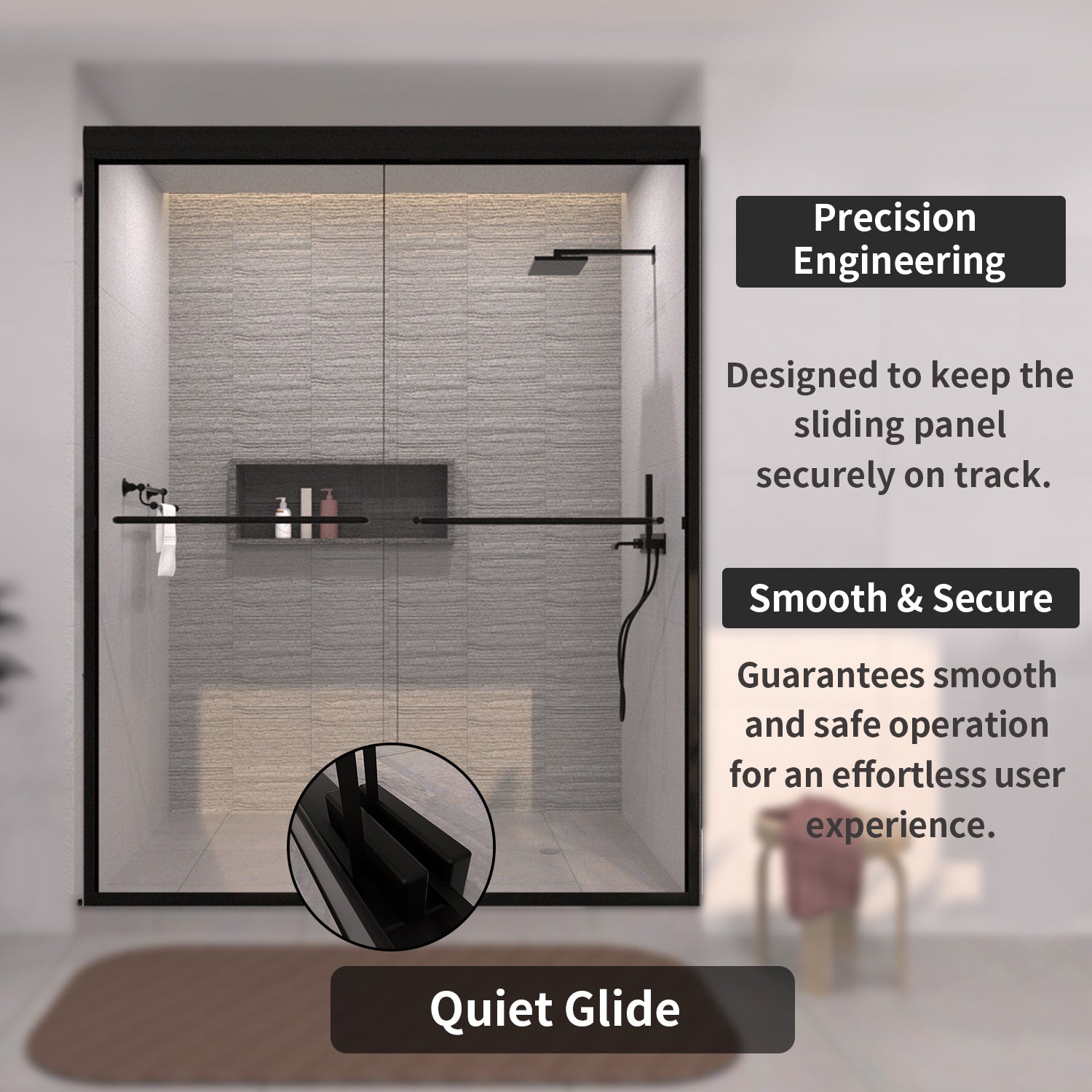 TaiMei 60 in. W x 72 in. H Sliding Semi-Frameless Shower Door with Clear Glass and Handles