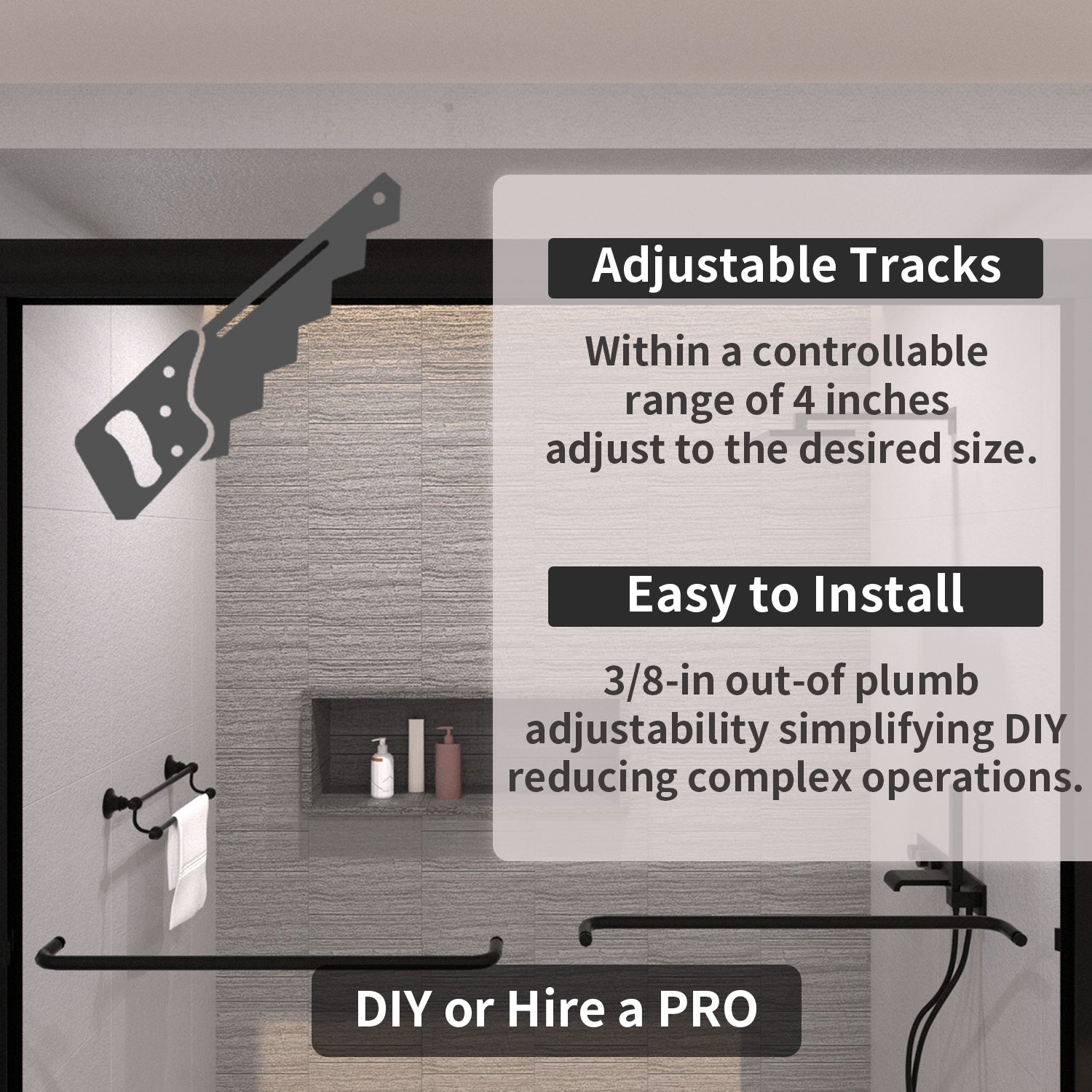 TaiMei 60 in. W x 72 in. H Sliding Semi-Frameless Shower Door with Clear Glass and Handles