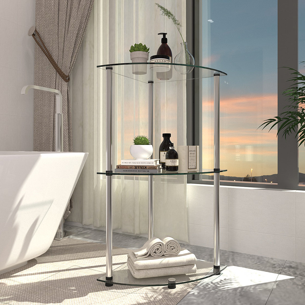 Modern Minimalist Bathroom Glass Shelf - Stylish Multi-Functional Storage Rack