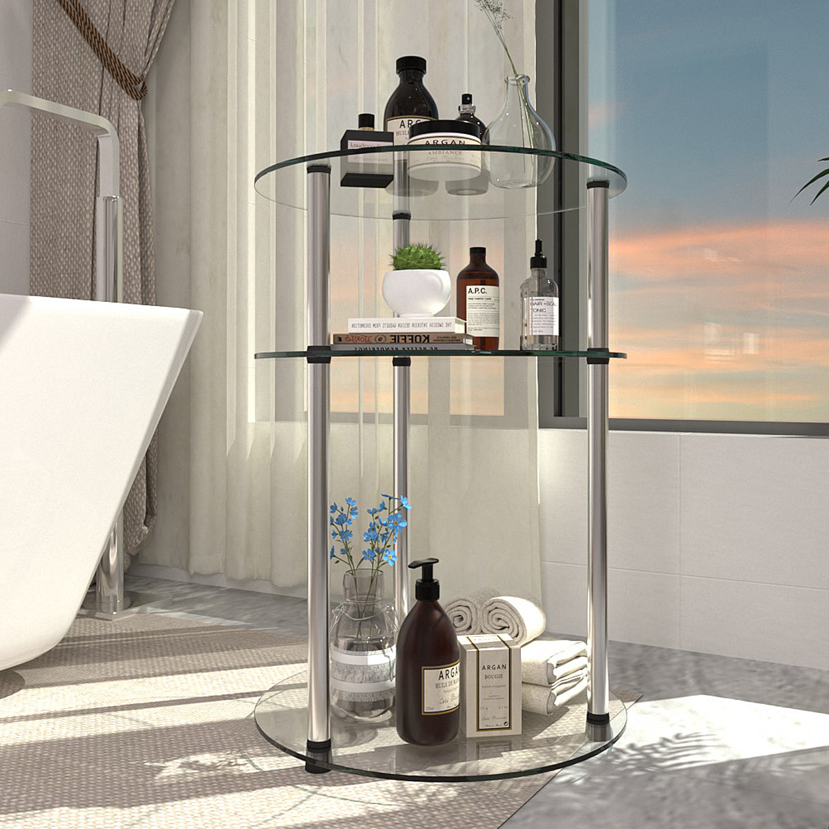 Modern Minimalist Bathroom Glass Shelf - Stylish Multi-Functional Storage Rack
