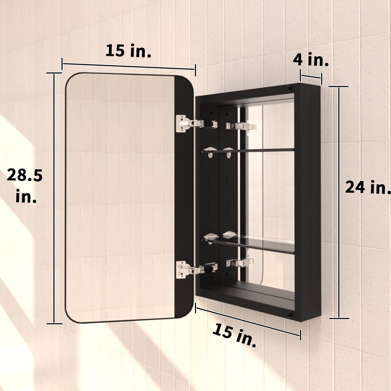 TaiMei multiple sizes Framed Recessed or Surface-Mount Rectangular Aluminum Medicine Cabinet with Mirror