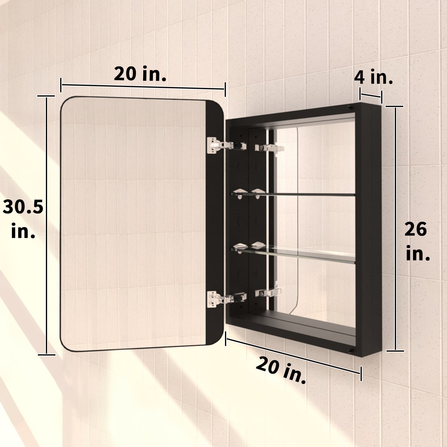 TaiMei multiple sizes Framed Recessed or Surface-Mount Rectangular Aluminum Medicine Cabinet with Mirror