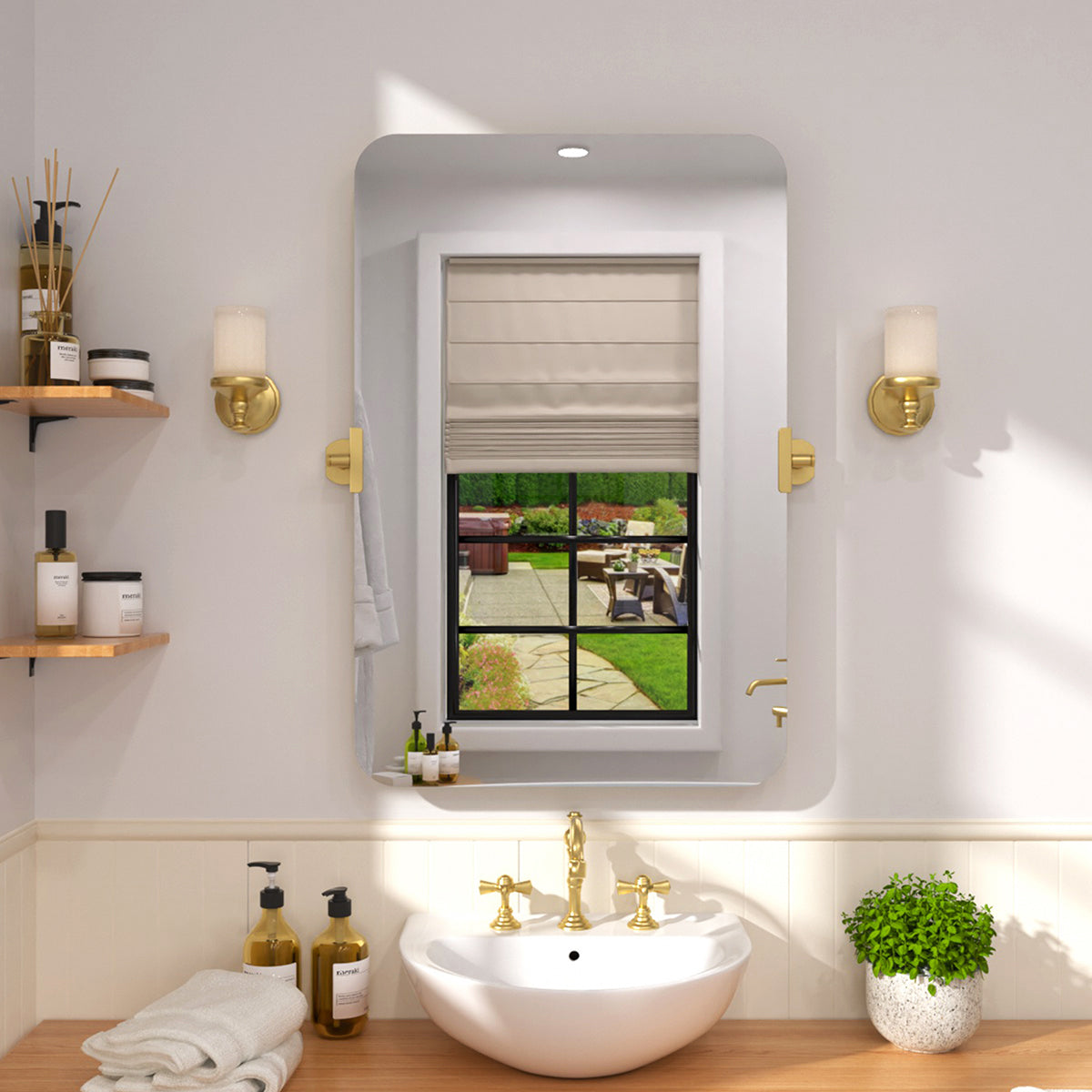 Tydex 24 in. H x 36 in. W Rectangular Framed Tilt Wall Mount Bathroom Vanity Mirror