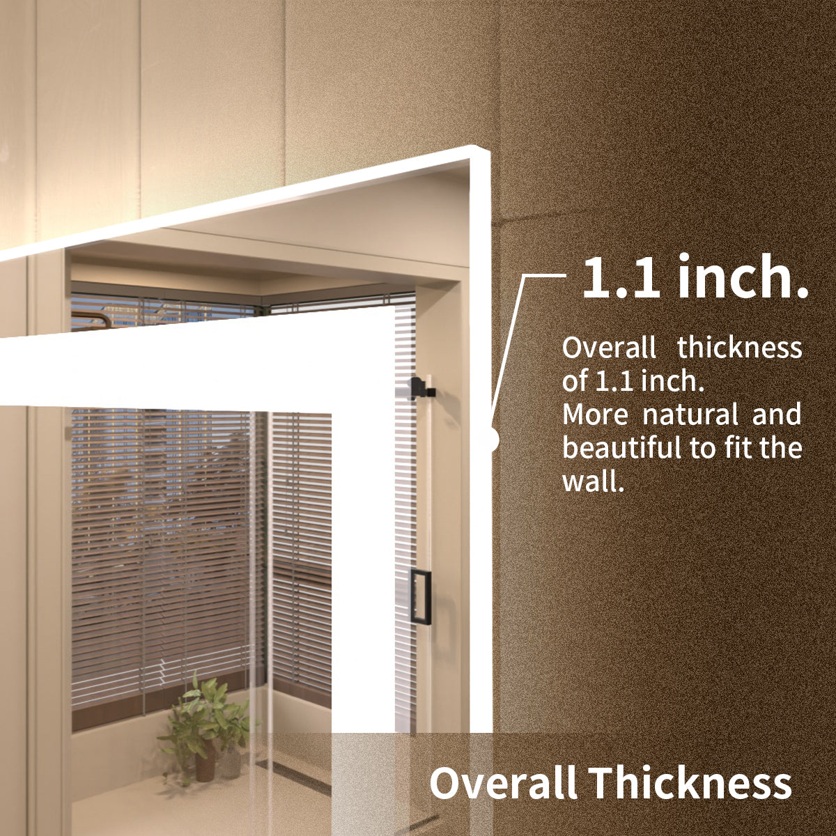 TaiMei Multiple Sizes Rectangular Frameless LED Anti-Fog Wall Bathroom Vanity Mirror