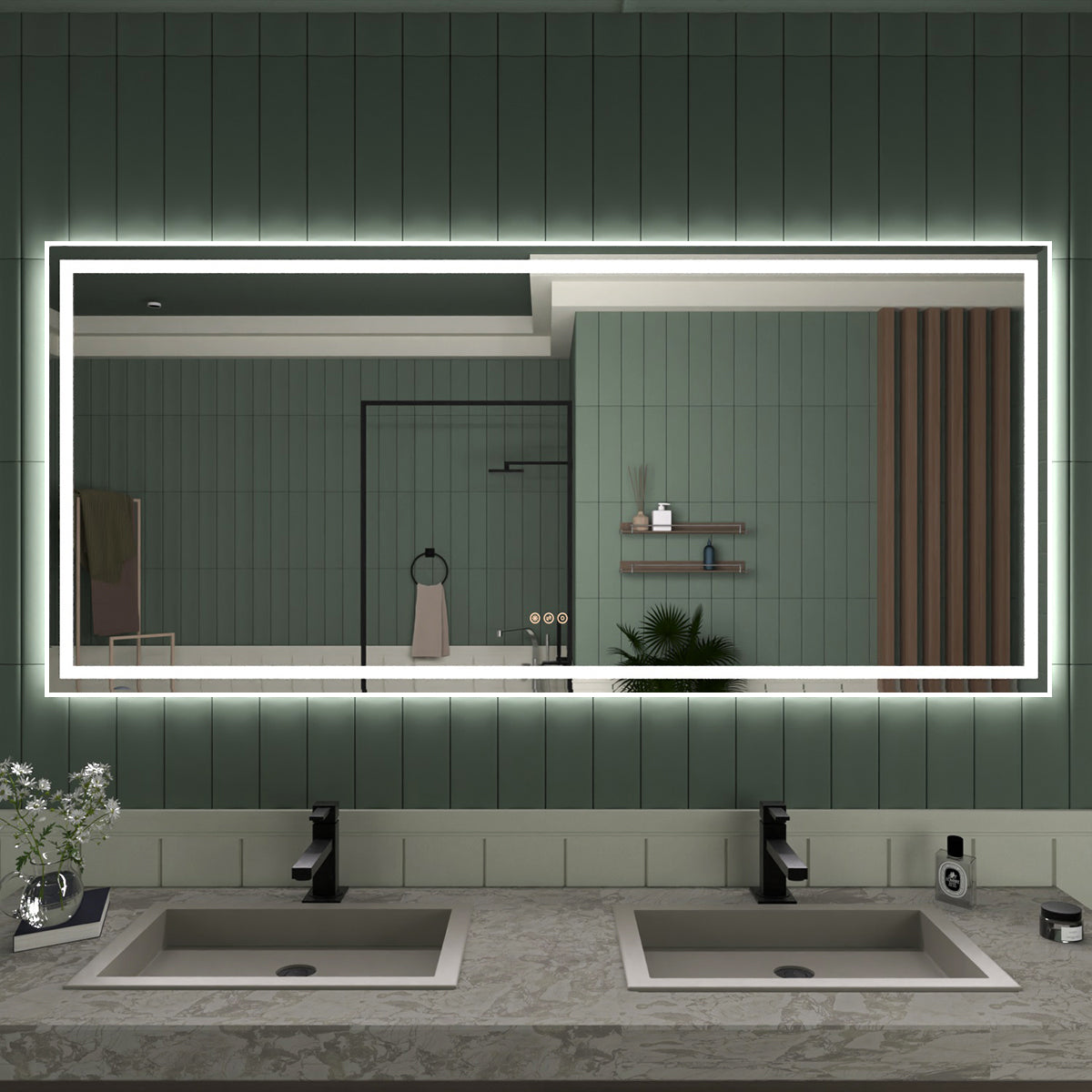 Taimei MD04SF Frameless LED Single Bathroom Vanity Mirror in Polished Crystal