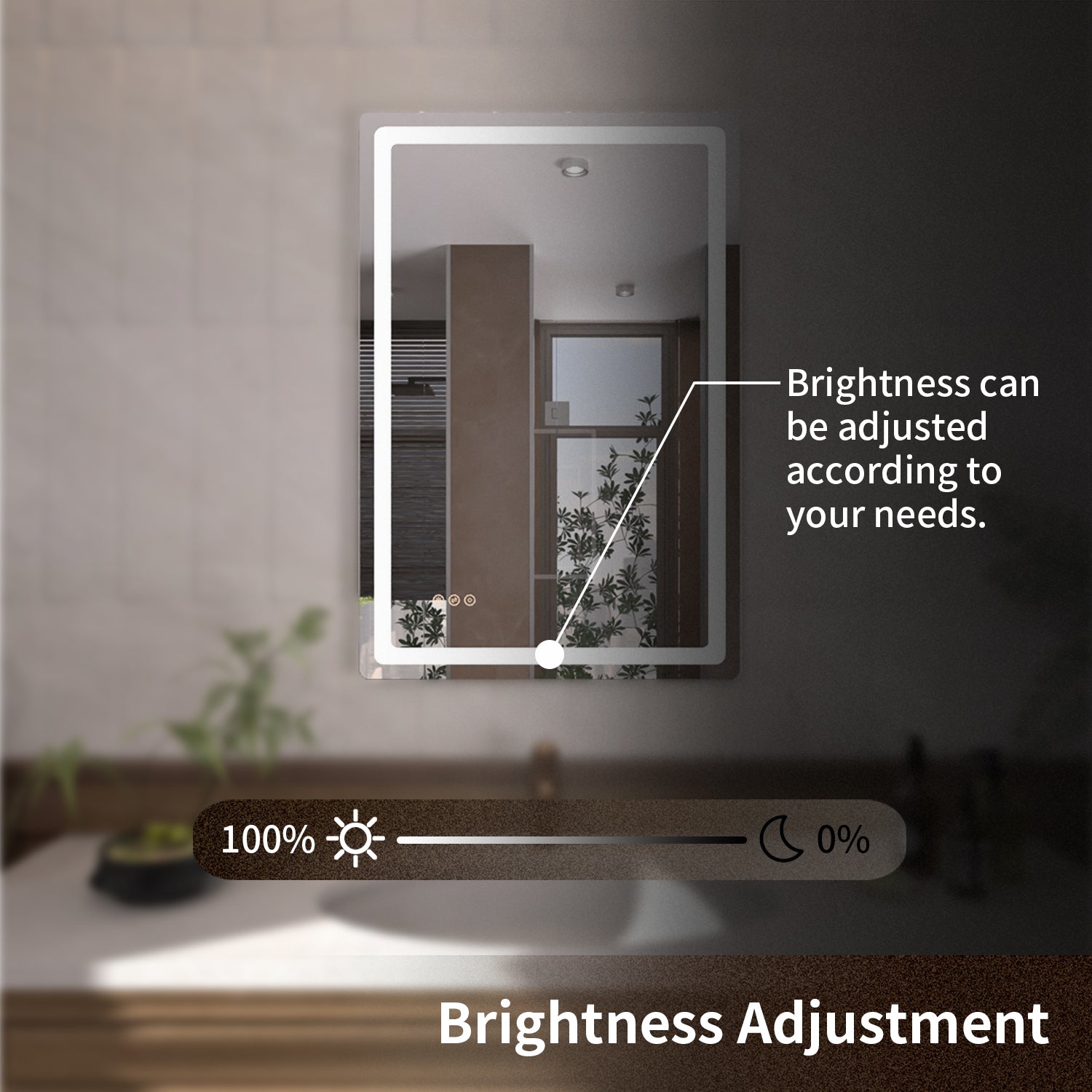 Tydex Round Corner Rectangular Frameless Wall Mount LED Bathroom Vanity Mirror in Polished Crystal