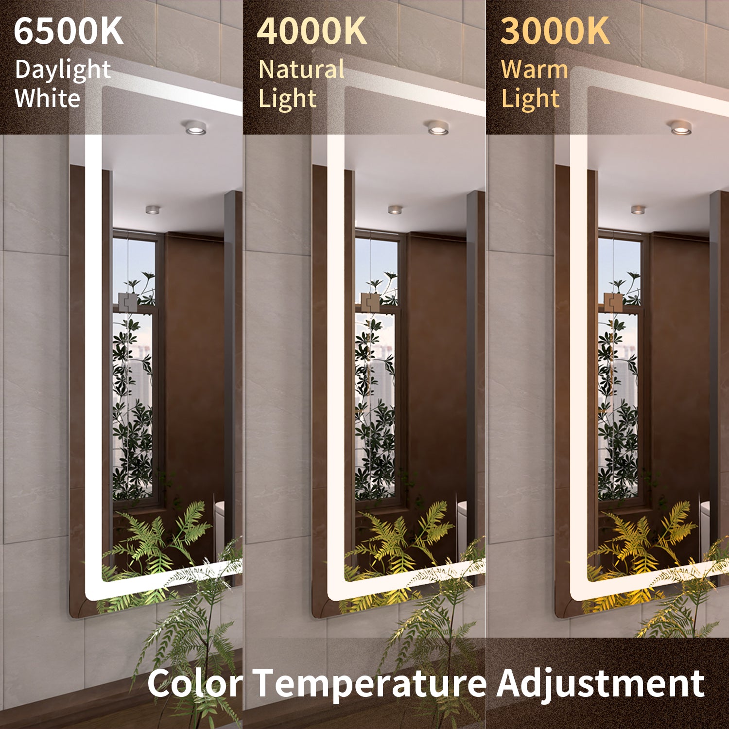 Tydex Round Corner Rectangular Frameless Wall Mount LED Bathroom Vanity Mirror in Polished Crystal