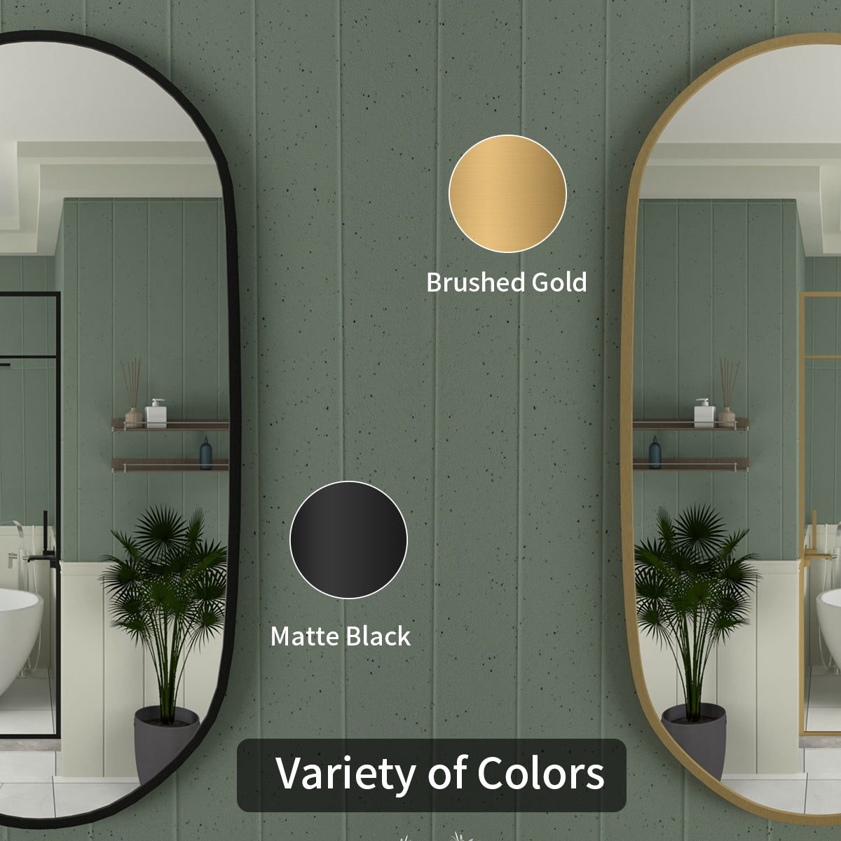 Tydex 18 in. W x 36 in. H Oval Framed Wall Bathroom Vanity Mirror