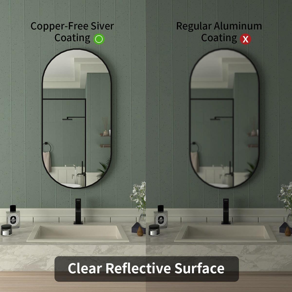 Tydex 18 in. W x 36 in. H Oval Framed Wall Bathroom Vanity Mirror