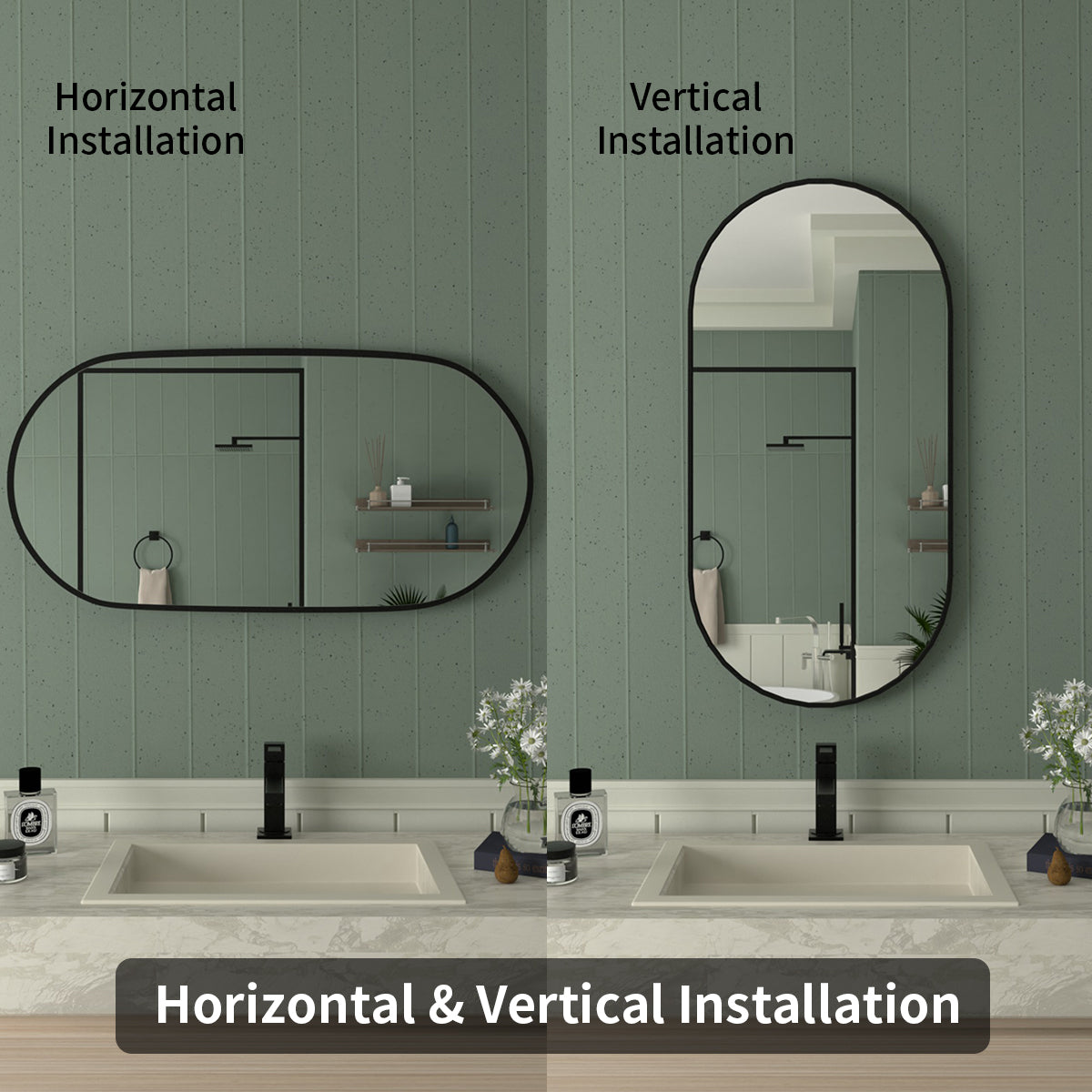 Tydex 18 in. W x 36 in. H Oval Framed Wall Bathroom Vanity Mirror