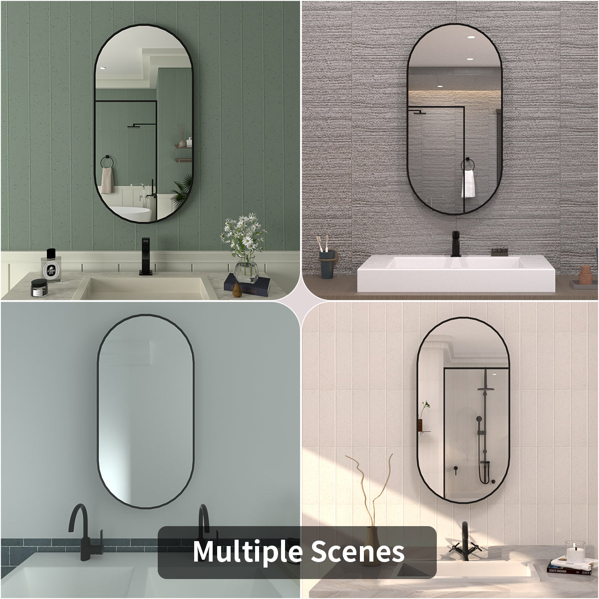 Tydex 18 in. W x 36 in. H Oval Framed Wall Bathroom Vanity Mirror