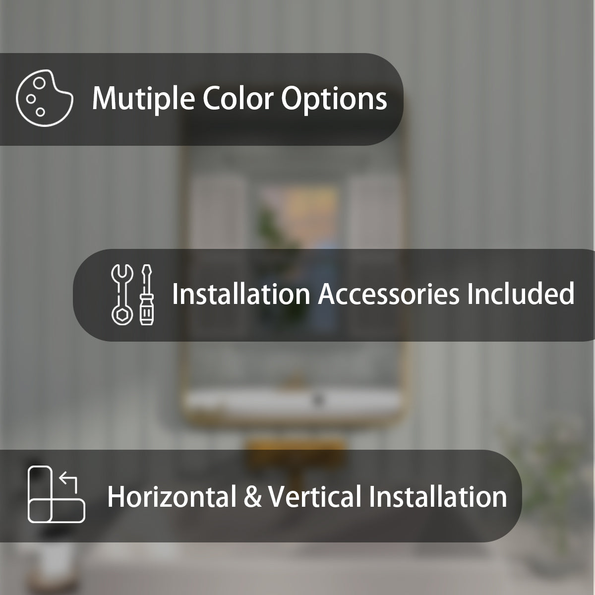 FMNP Taimei 24 in. W x 36 in. H Rectangular Framed Wall Bathroom Vanity Mirror