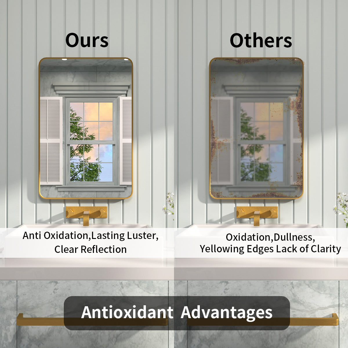 FMNP Taimei 24 in. W x 36 in. H Rectangular Framed Wall Bathroom Vanity Mirror