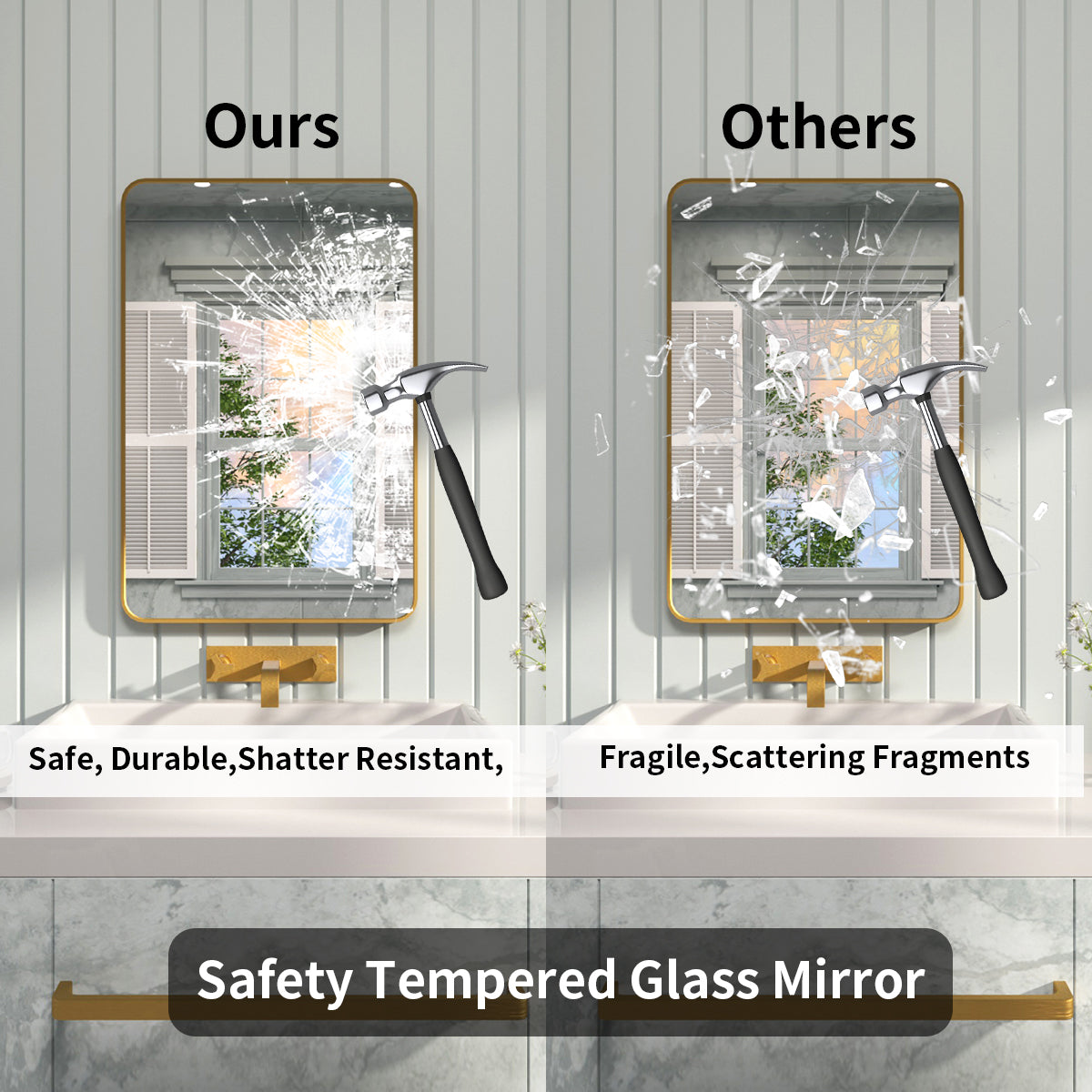 FMNP Taimei 24 in. W x 36 in. H Rectangular Framed Wall Bathroom Vanity Mirror