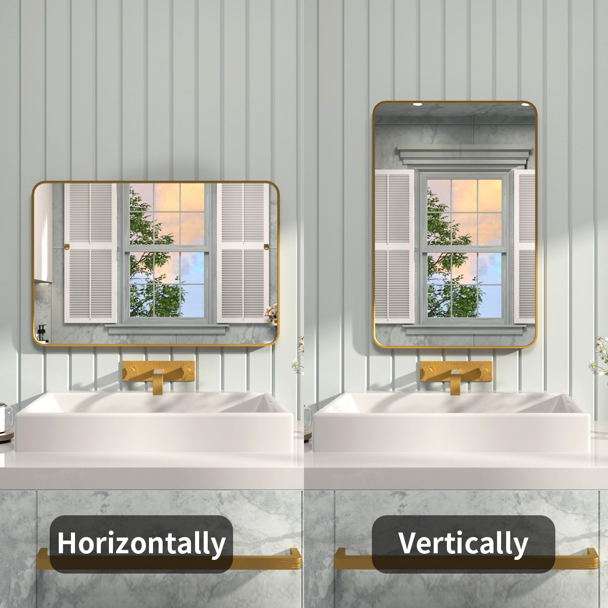 FMNP Taimei 24 in. W x 36 in. H Rectangular Framed Wall Bathroom Vanity Mirror