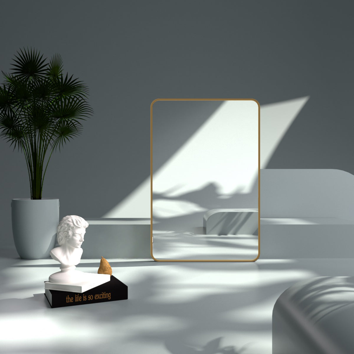 FMNP Taimei 24 in. W x 36 in. H Rectangular Framed Wall Bathroom Vanity Mirror