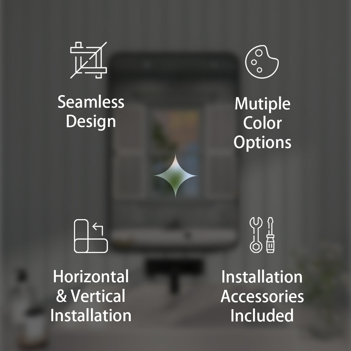 FMNP Taimei 24 in. W x 36 in. H Rectangular Framed Wall Bathroom Vanity Mirror