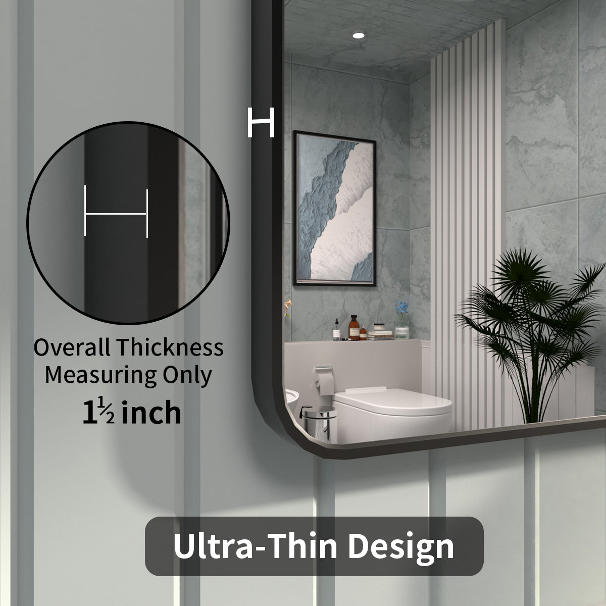 FMNP Taimei 24 in. W x 36 in. H Rectangular Framed Wall Bathroom Vanity Mirror