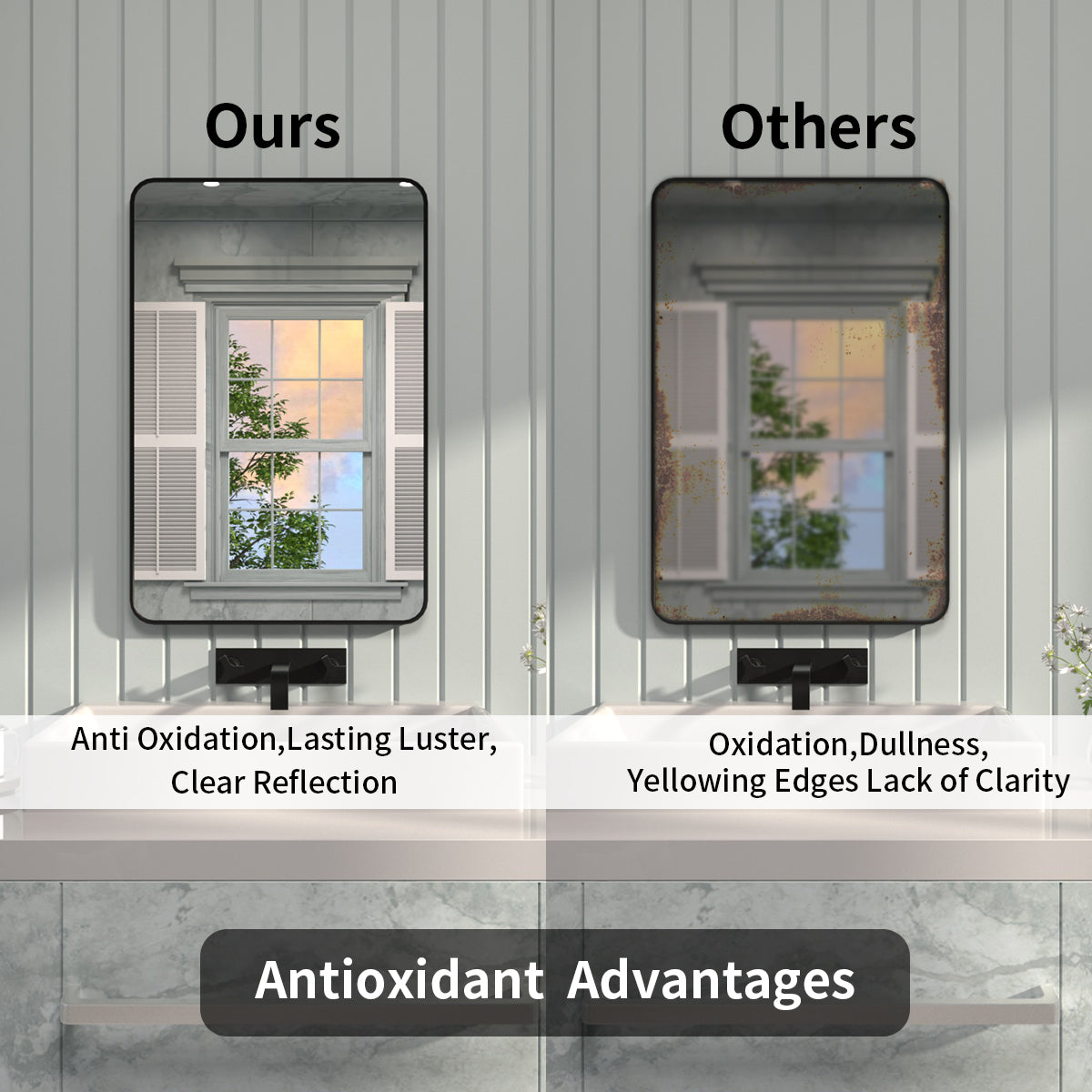 FMNP Taimei 24 in. W x 36 in. H Rectangular Framed Wall Bathroom Vanity Mirror