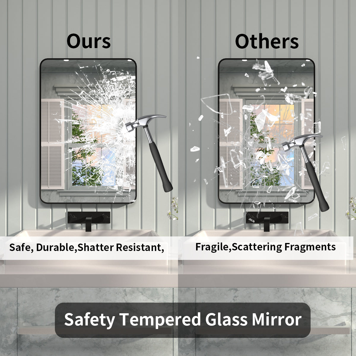 FMNP Taimei 24 in. W x 36 in. H Rectangular Framed Wall Bathroom Vanity Mirror