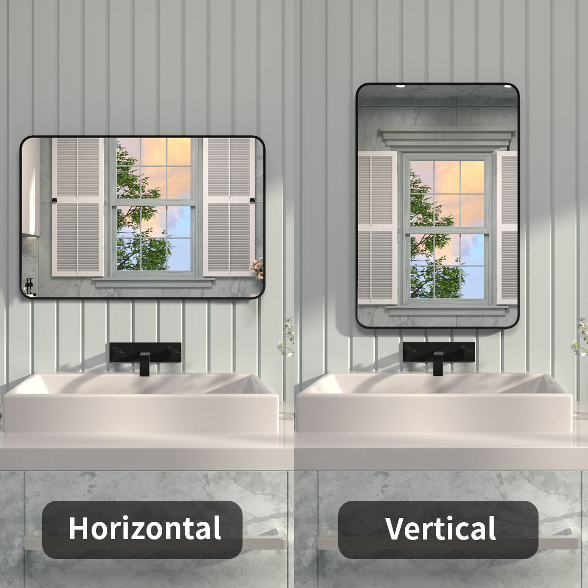 FMNP Taimei 24 in. W x 36 in. H Rectangular Framed Wall Bathroom Vanity Mirror