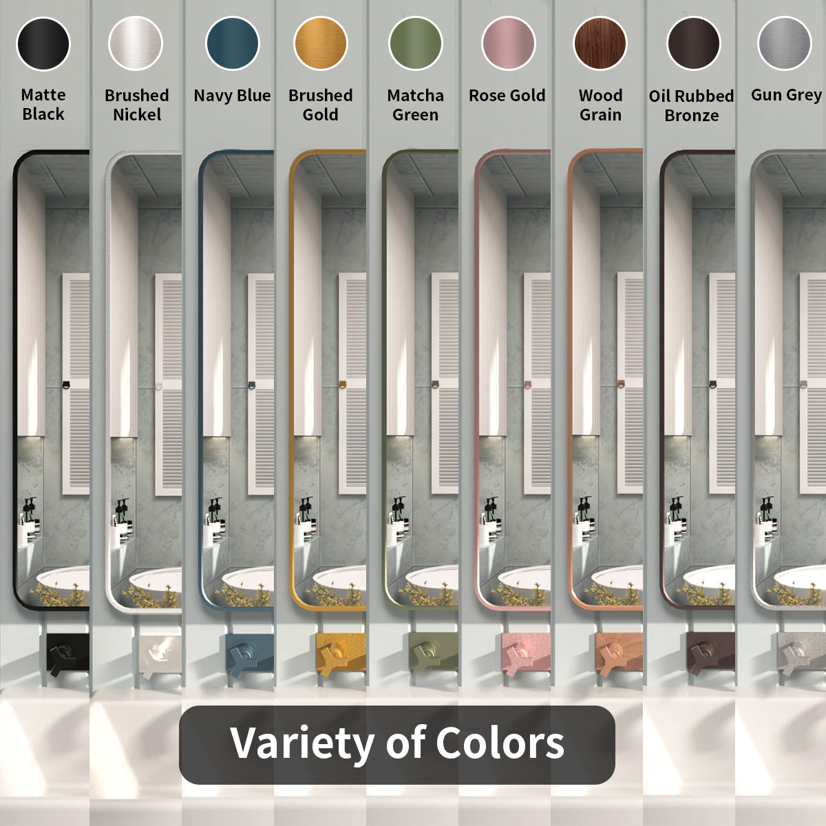 FMNP Taimei 24 in. W x 36 in. H Rectangular Framed Wall Bathroom Vanity Mirror