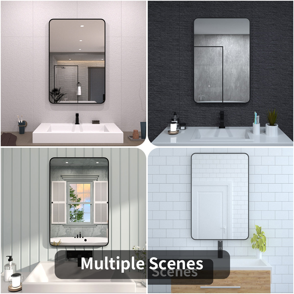 FMNP Taimei 24 in. W x 36 in. H Rectangular Framed Wall Bathroom Vanity Mirror