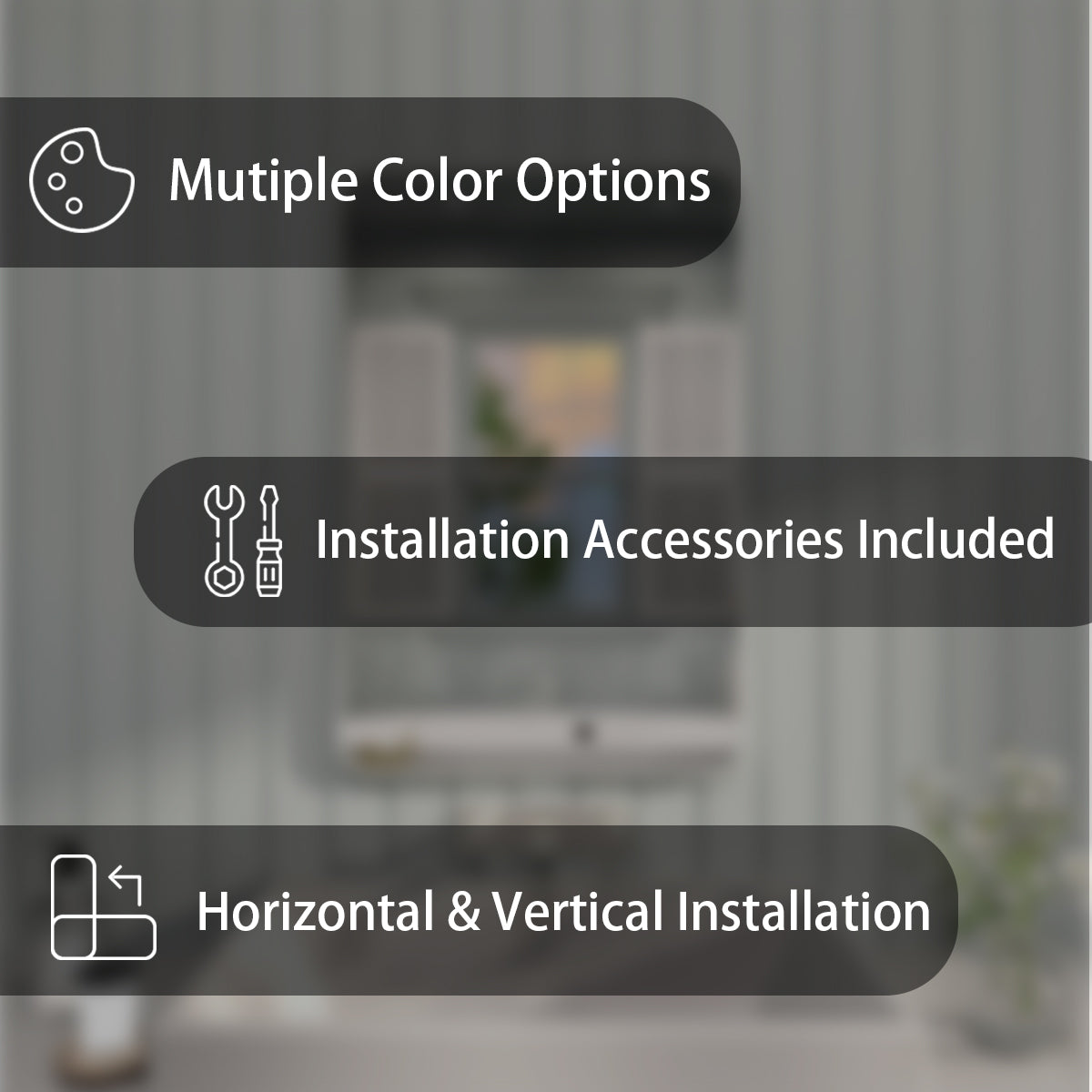 FMNP Taimei 24 in. W x 36 in. H Rectangular Framed Wall Bathroom Vanity Mirror