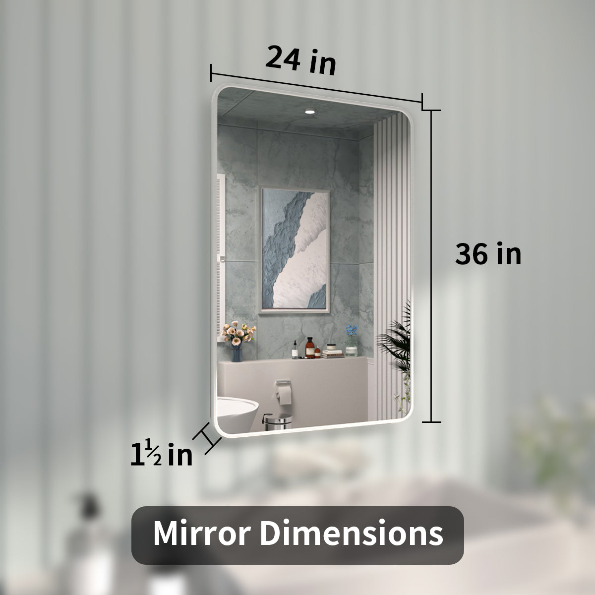 FMNP Taimei 24 in. W x 36 in. H Rectangular Framed Wall Bathroom Vanity Mirror