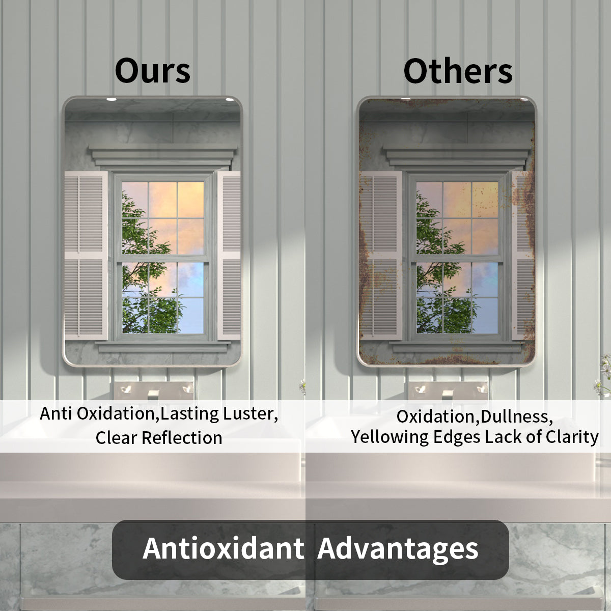 FMNP Taimei 24 in. W x 36 in. H Rectangular Framed Wall Bathroom Vanity Mirror