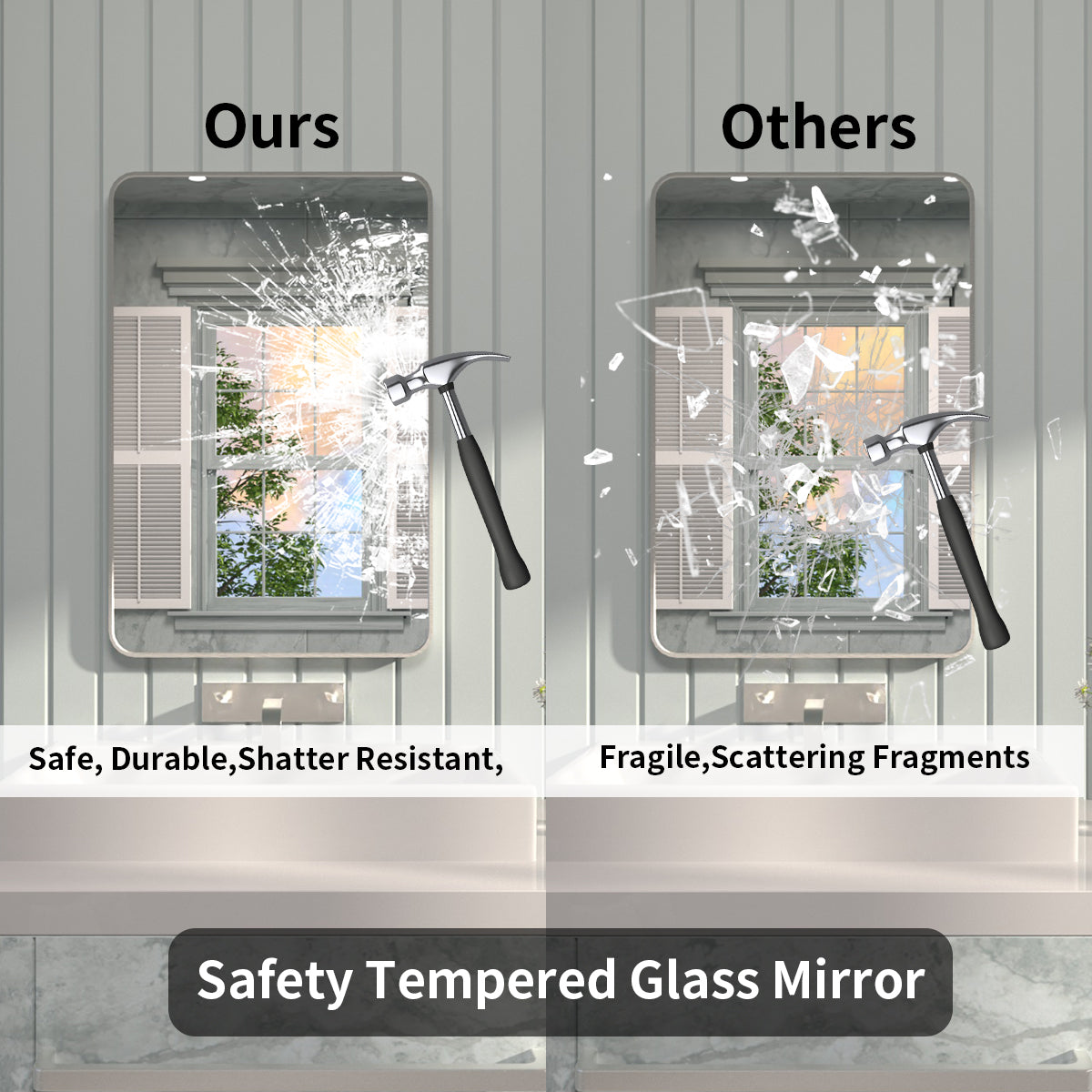 FMNP Taimei 24 in. W x 36 in. H Rectangular Framed Wall Bathroom Vanity Mirror