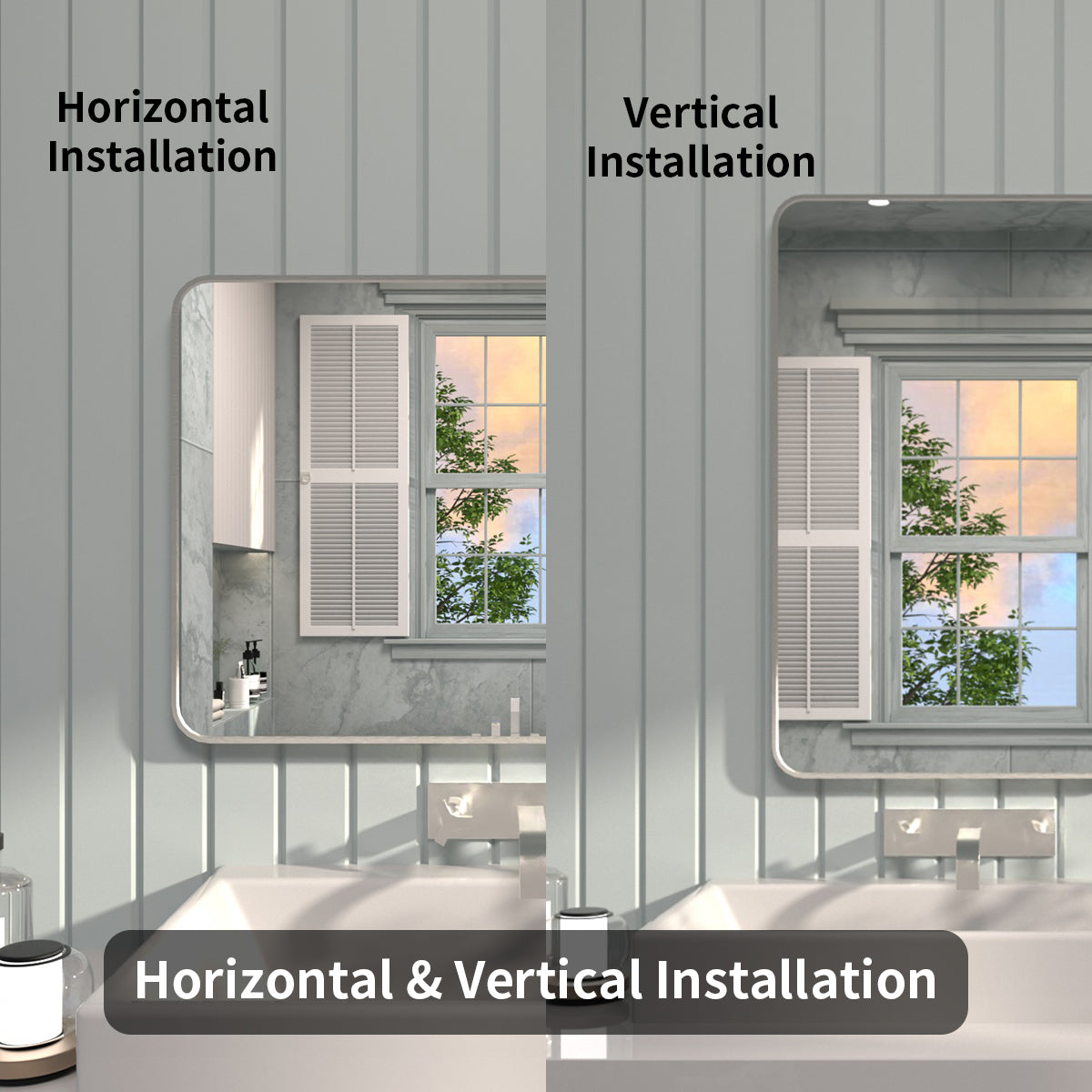 FMNP Taimei 24 in. W x 36 in. H Rectangular Framed Wall Bathroom Vanity Mirror