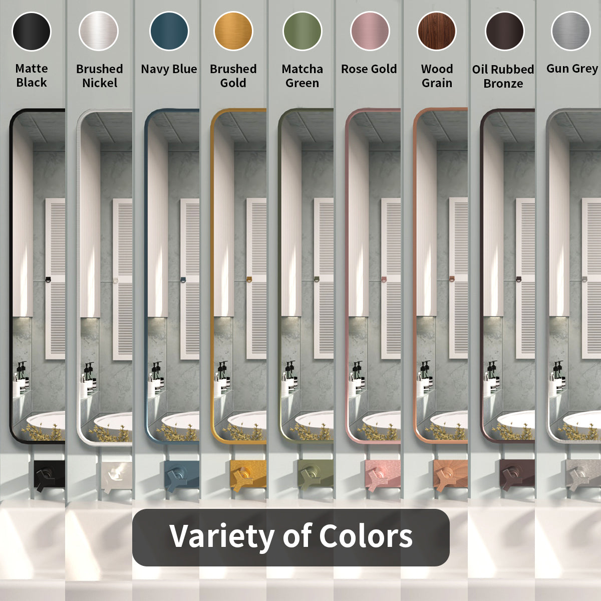 FMNP Taimei 24 in. W x 36 in. H Rectangular Framed Wall Bathroom Vanity Mirror