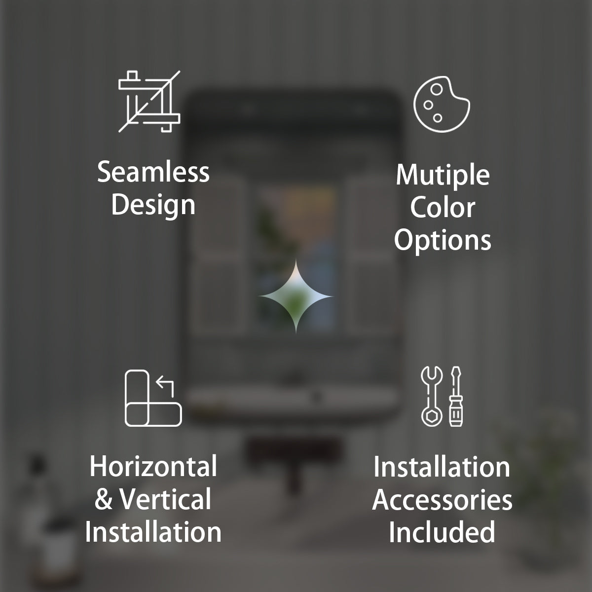 FMNP Taimei 24 in. W x 36 in. H Rectangular Framed Wall Bathroom Vanity Mirror