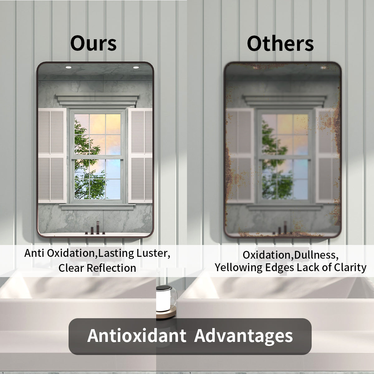 FMNP Taimei 24 in. W x 36 in. H Rectangular Framed Wall Bathroom Vanity Mirror